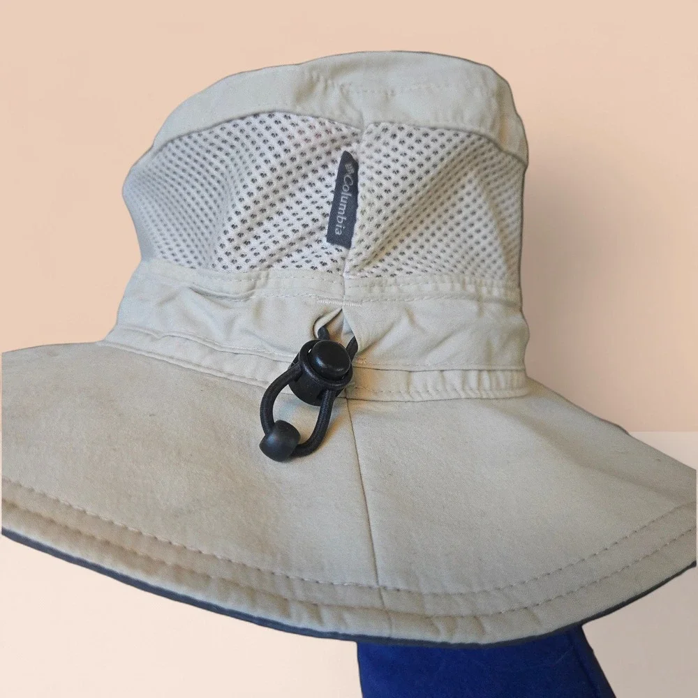 Columbia XL OS‎ Bucket Hat Hiking Fishing Camping Outdoor Tan Wide Brim GUC Mesh